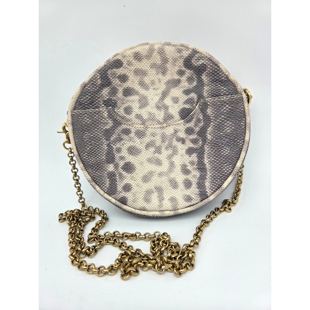Kelly Wynne "Halo" Leather Snakeskin Crossbody Bag Circle Gold Chain Pattern USA